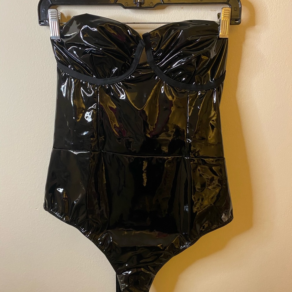 Black Vinyl Cup Body Suit
